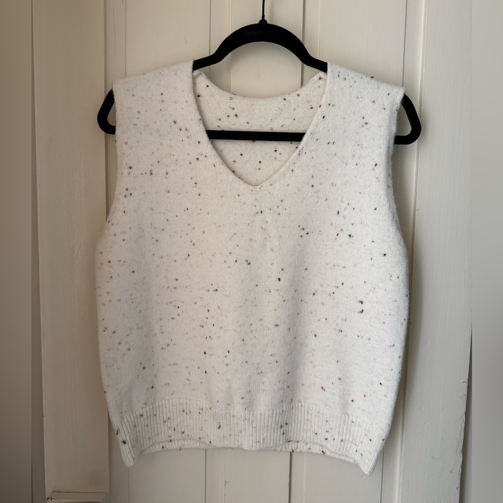 White Speckled Knit Vest